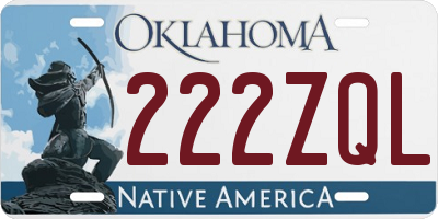 OK license plate 222ZQL