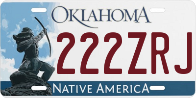 OK license plate 222ZRJ