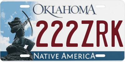 OK license plate 222ZRK