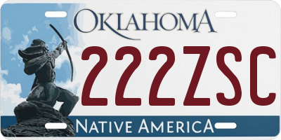 OK license plate 222ZSC