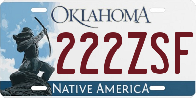 OK license plate 222ZSF