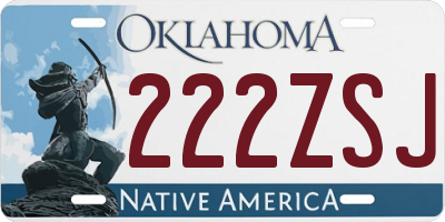 OK license plate 222ZSJ