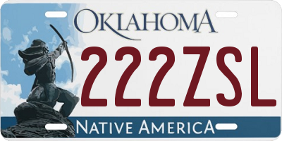 OK license plate 222ZSL