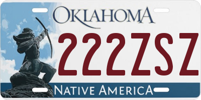 OK license plate 222ZSZ