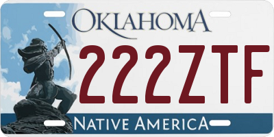 OK license plate 222ZTF