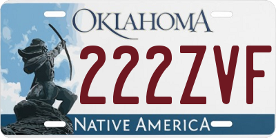OK license plate 222ZVF