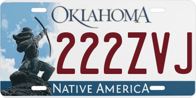 OK license plate 222ZVJ