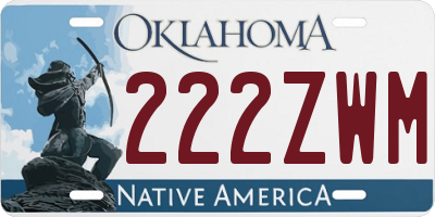 OK license plate 222ZWM