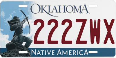 OK license plate 222ZWX