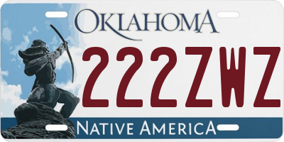 OK license plate 222ZWZ