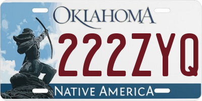 OK license plate 222ZYQ