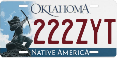 OK license plate 222ZYT