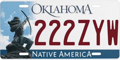 OK license plate 222ZYW