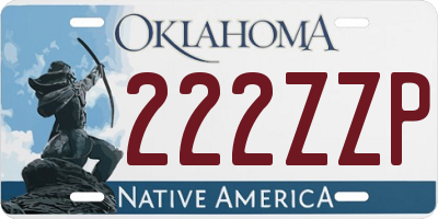 OK license plate 222ZZP