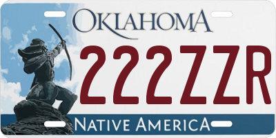 OK license plate 222ZZR