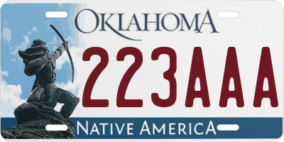 OK license plate 223AAA