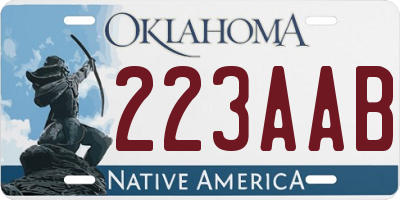 OK license plate 223AAB