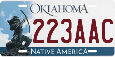 OK license plate 223AAC
