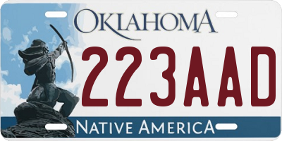 OK license plate 223AAD