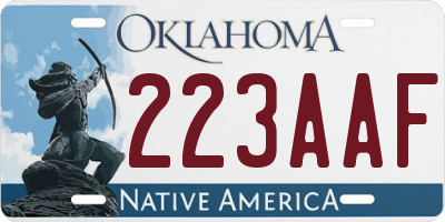 OK license plate 223AAF
