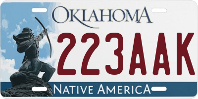 OK license plate 223AAK