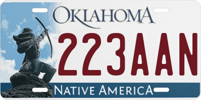 OK license plate 223AAN