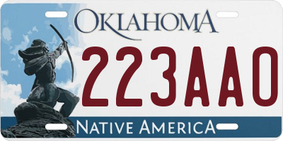 OK license plate 223AAO