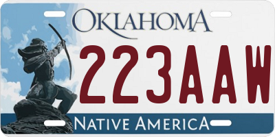 OK license plate 223AAW