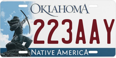 OK license plate 223AAY