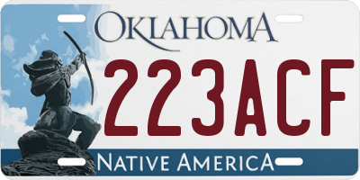 OK license plate 223ACF