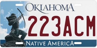 OK license plate 223ACM