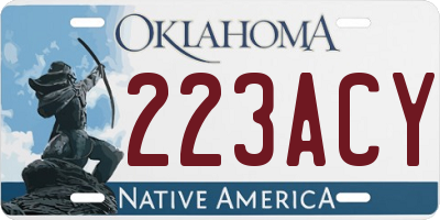 OK license plate 223ACY