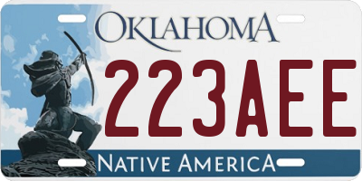 OK license plate 223AEE
