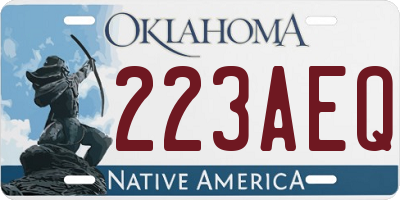 OK license plate 223AEQ