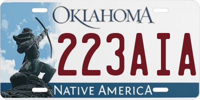 OK license plate 223AIA