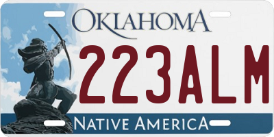 OK license plate 223ALM