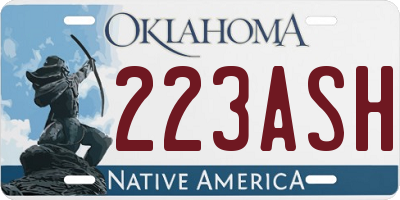 OK license plate 223ASH