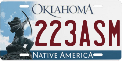 OK license plate 223ASM
