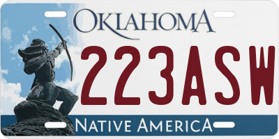 OK license plate 223ASW