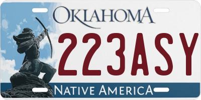 OK license plate 223ASY