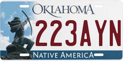 OK license plate 223AYN