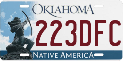 OK license plate 223DFC