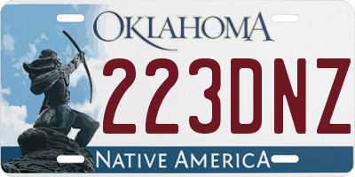 OK license plate 223DNZ