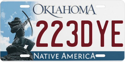 OK license plate 223DYE