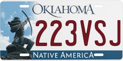 OK license plate 223VSJ