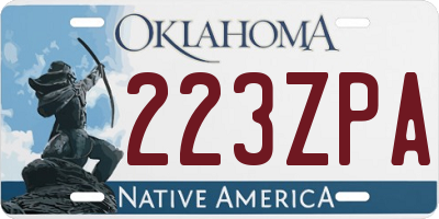 OK license plate 223ZPA