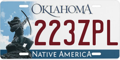 OK license plate 223ZPL