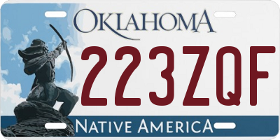 OK license plate 223ZQF