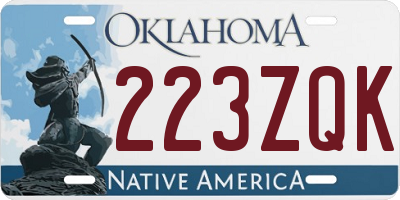 OK license plate 223ZQK