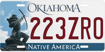 OK license plate 223ZRO